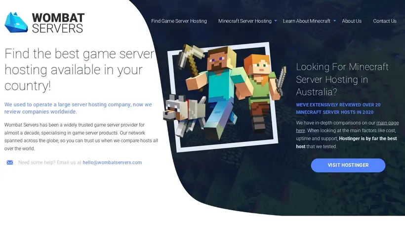 Wombat Servers homepage screenshot