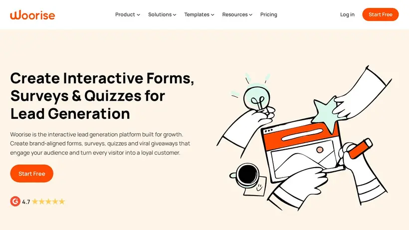 Woorise homepage screenshot