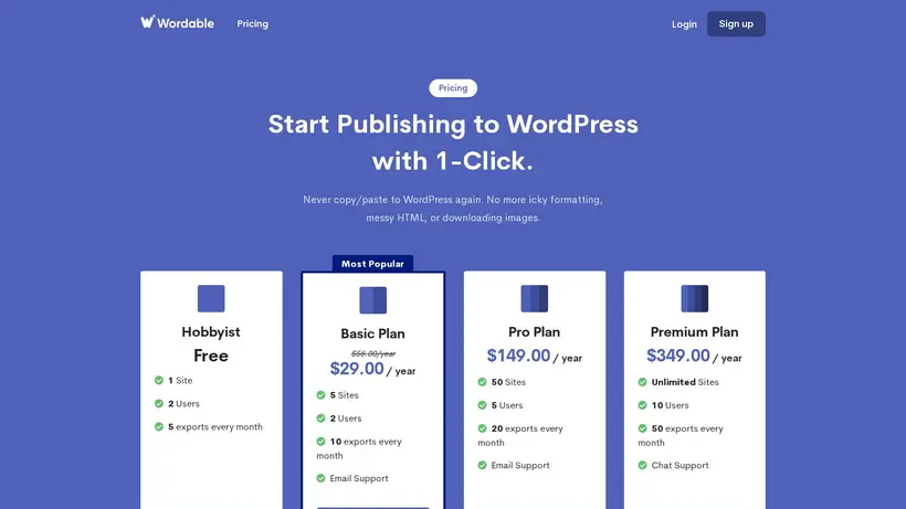 Wordable homepage screenshot