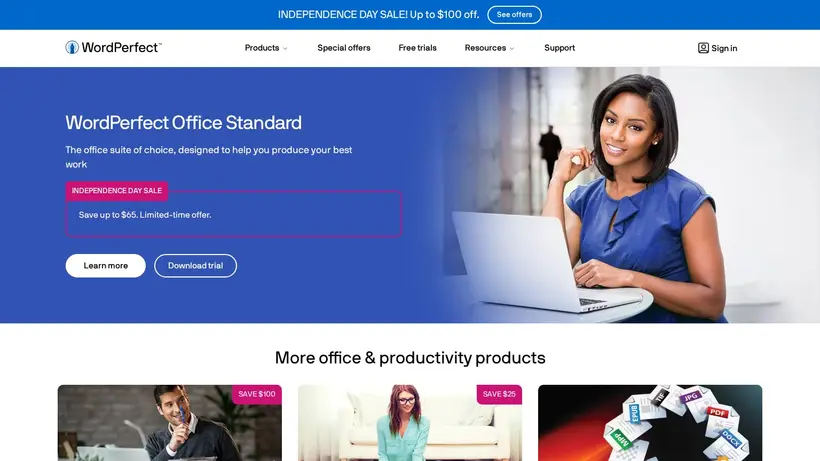 Word Perfect homepage screenshot