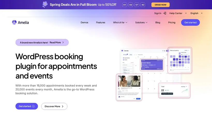 WP Amelia homepage screenshot