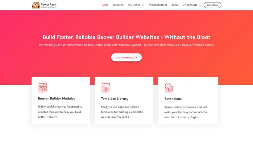 WP Beaver Addons homepage screenshot