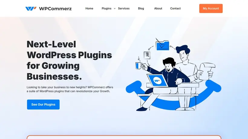 WpCommerz homepage screenshot