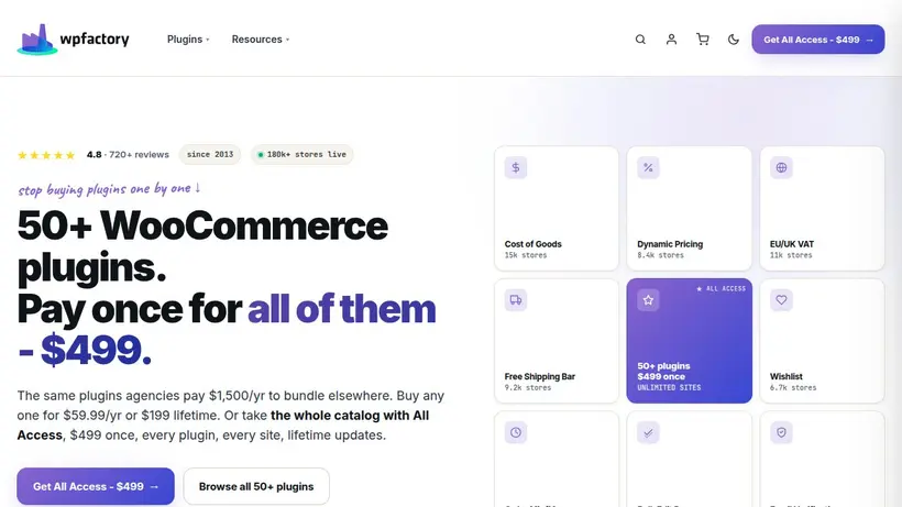 WPFactory homepage screenshot