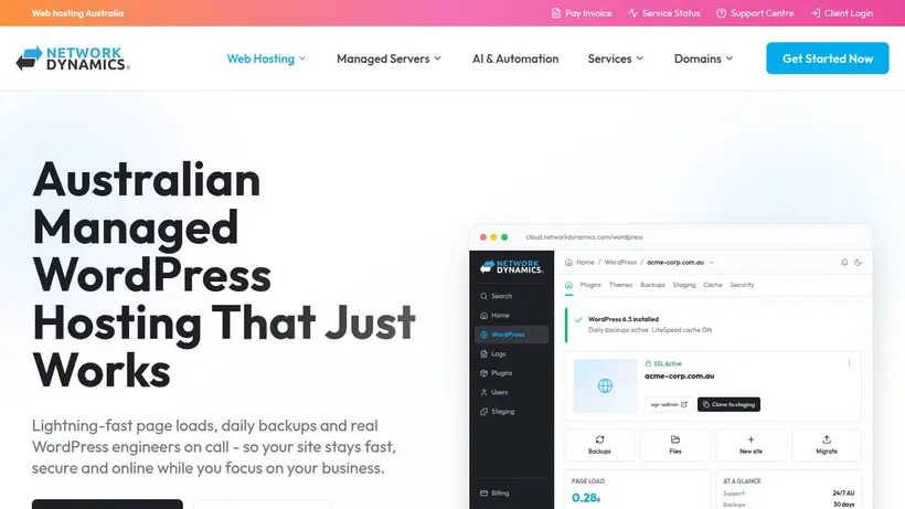 Wphosting.com.au homepage screenshot