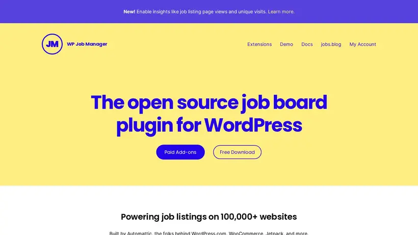 WPJobManager homepage screenshot