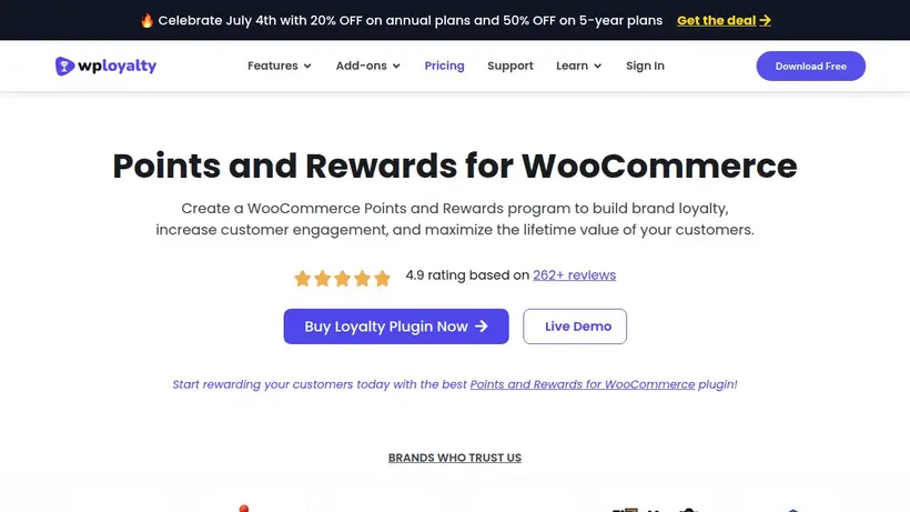 WP Loyalty homepage screenshot