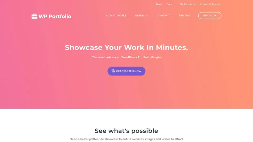 WP Portfolio homepage screenshot