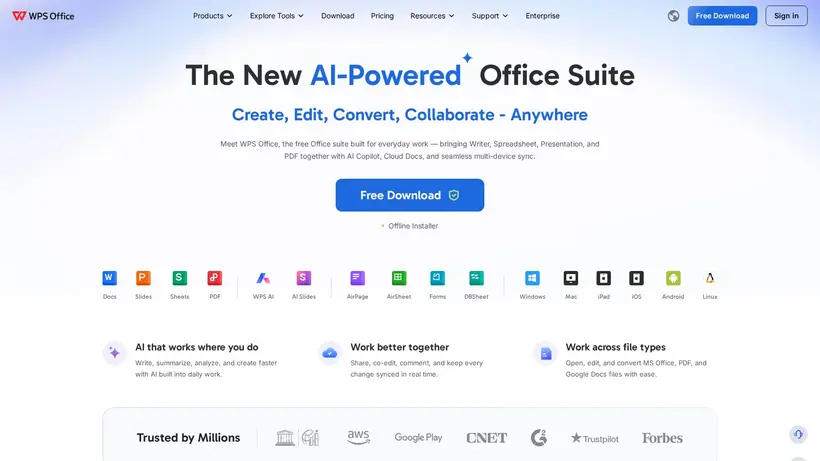 WPS.com homepage screenshot