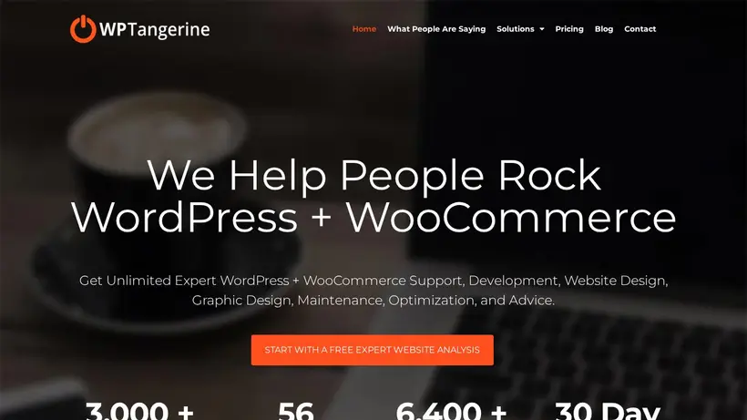 WP Tangerine homepage screenshot
