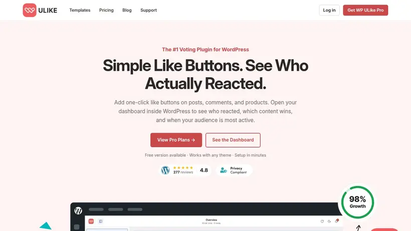 WP ULike homepage screenshot