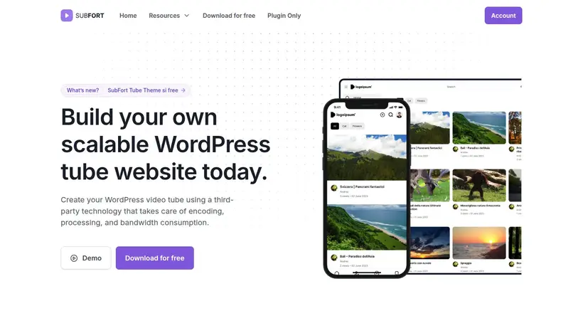 Wp Video homepage screenshot