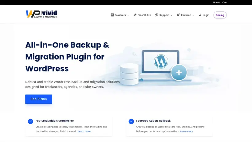 WPvivid homepage screenshot