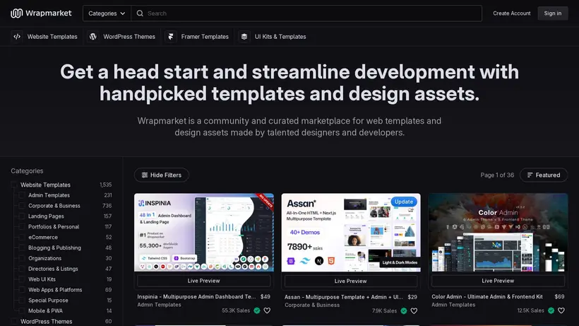 Wrap Market homepage screenshot