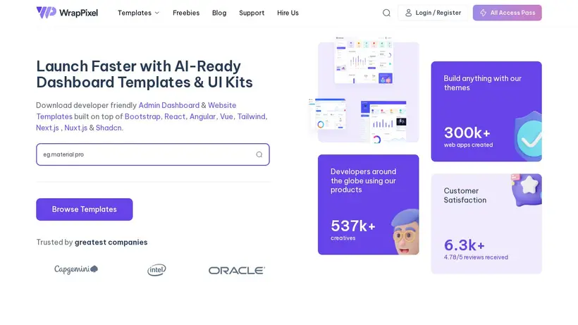 Wrap Pixel homepage screenshot