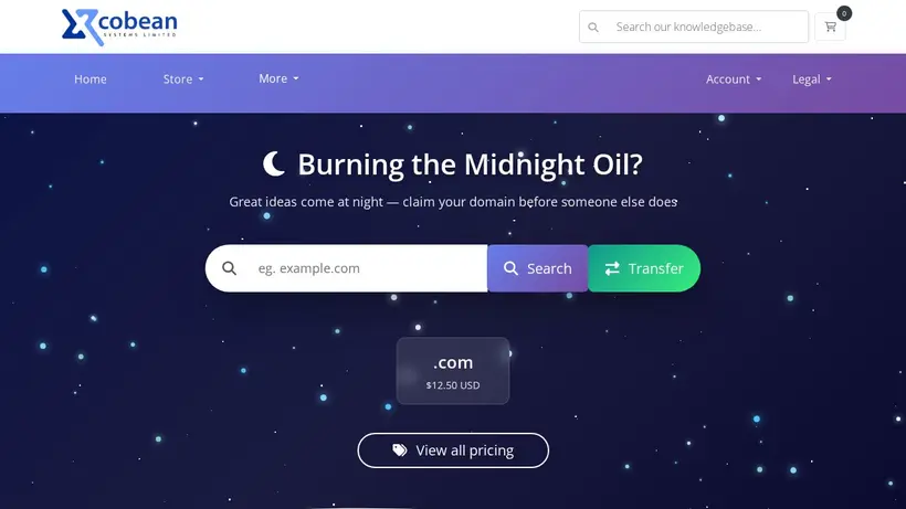 Xcobean homepage screenshot
