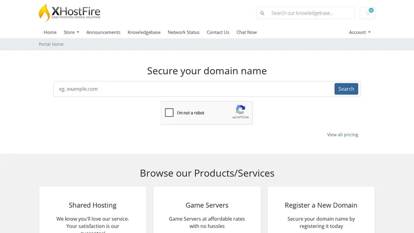 XHostFire homepage screenshot