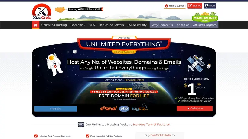 Xtra Orbit homepage screenshot