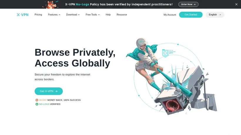 X-VPN homepage screenshot