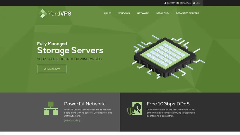 Yard VPS homepage screenshot