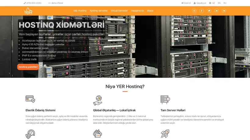 Yer.az homepage screenshot