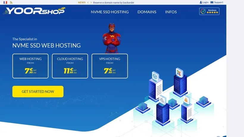 YOORShop Hosting homepage screenshot