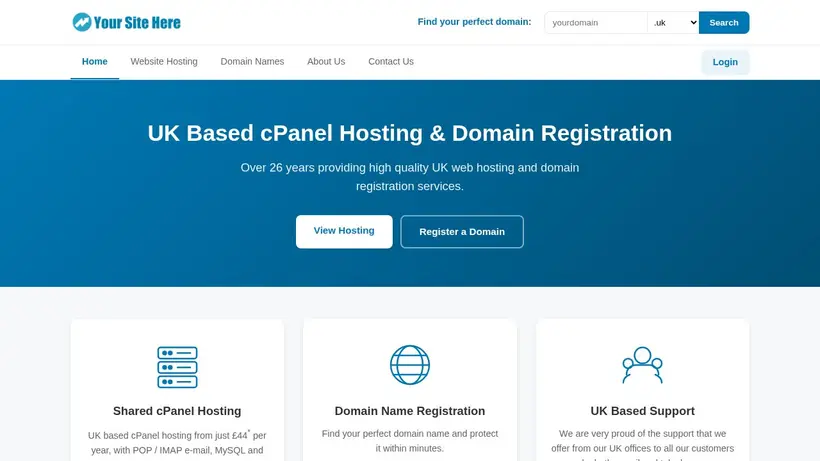 YSH Managed Hosting homepage screenshot