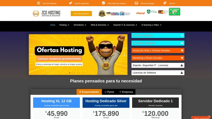 Zco Hosting homepage screenshot