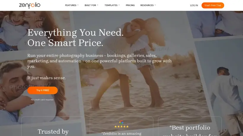 Zenfolio homepage screenshot