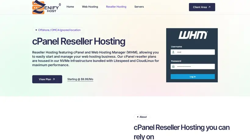 Zenify Host homepage screenshot