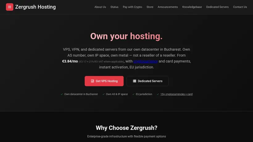 Zergrush homepage screenshot