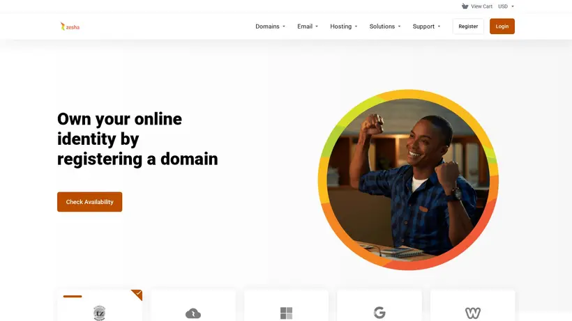 Zesha homepage screenshot