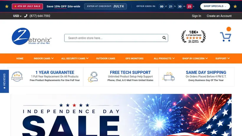 Zetronix homepage screenshot