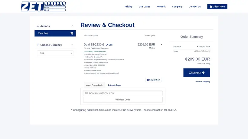 ZetServers homepage screenshot