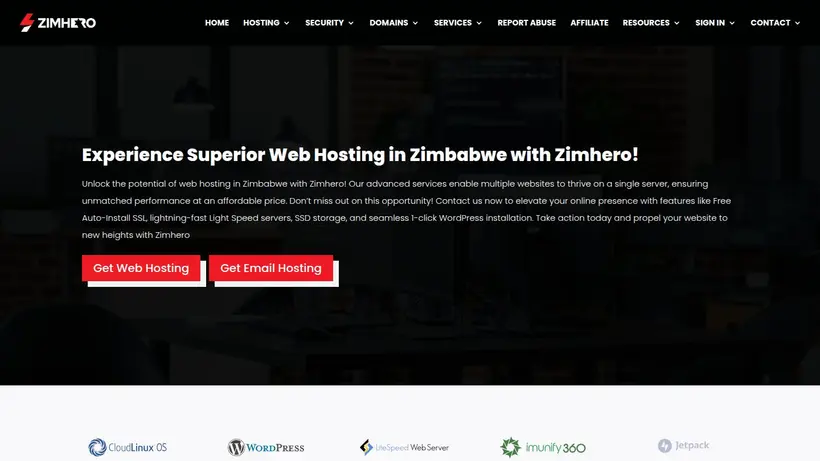 Zim Hero homepage screenshot