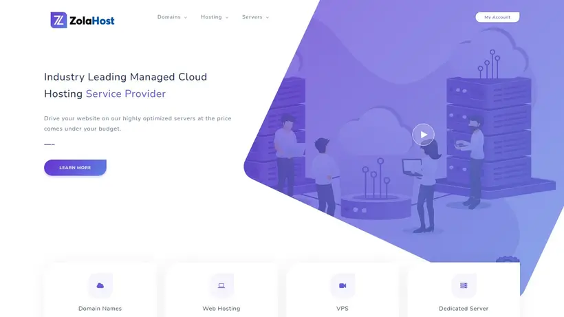 Zola Host homepage screenshot