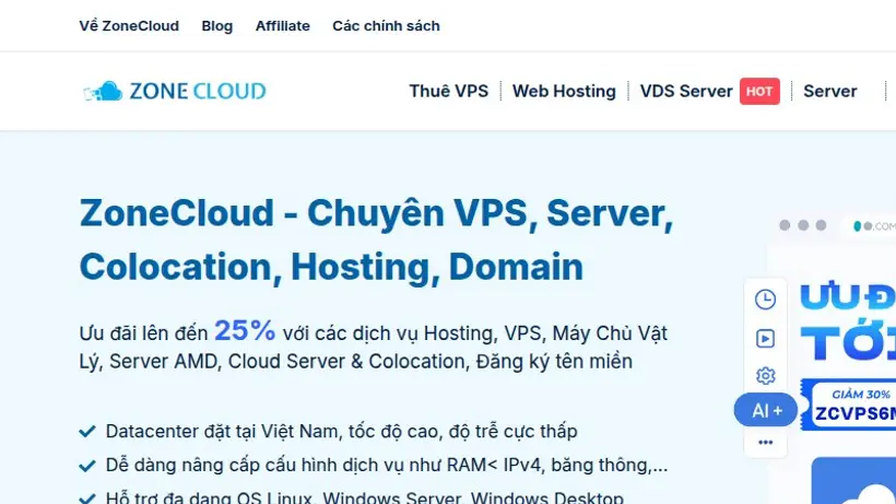 Zone Cloud homepage screenshot