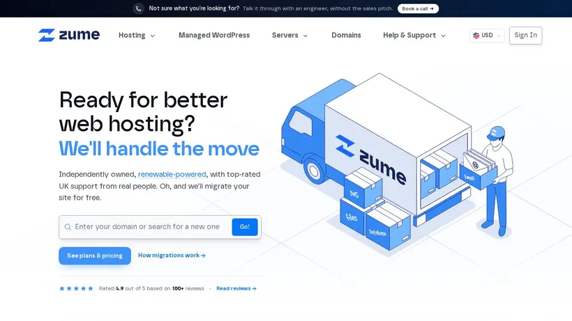 Zume homepage screenshot