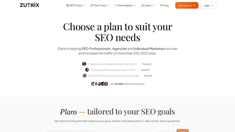 Zutrix homepage screenshot