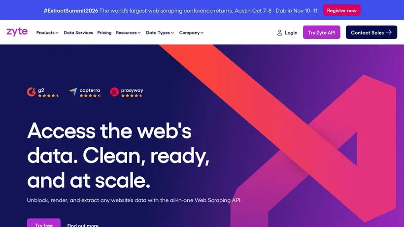 Zyte homepage screenshot