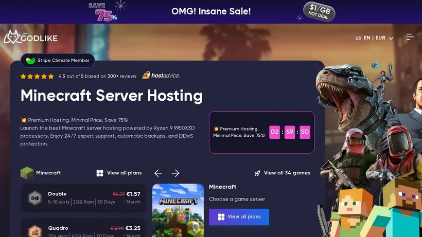 Godlike Host homepage screenshot