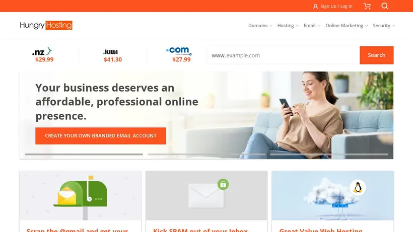 Hungry Hosting homepage screenshot