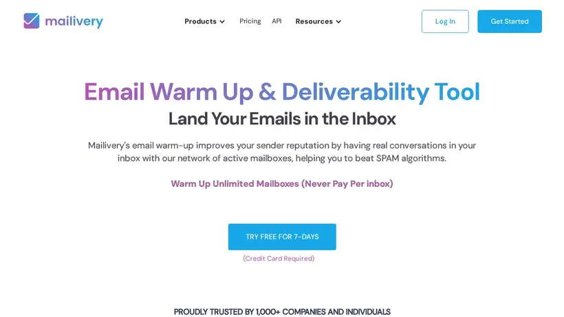 Mailivery homepage screenshot