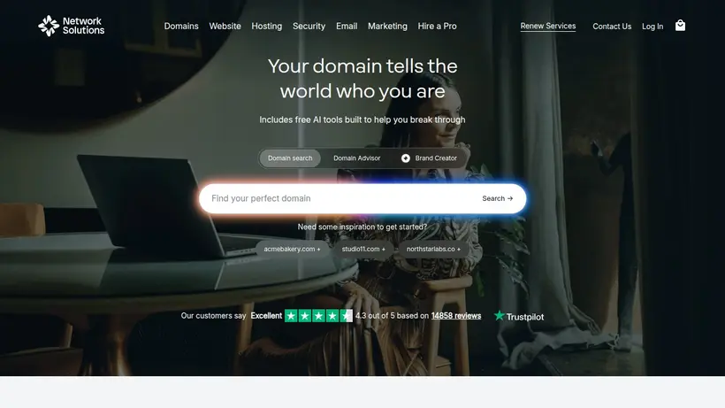 Network Solutions homepage screenshot