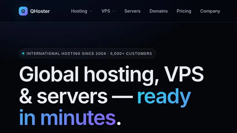 QHoster homepage screenshot