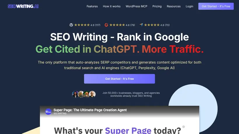 SEO Writing AI homepage screenshot