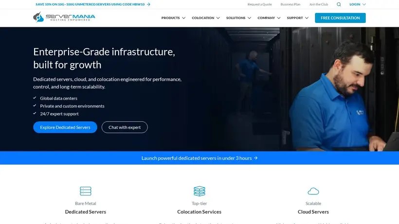 Server Mania homepage screenshot