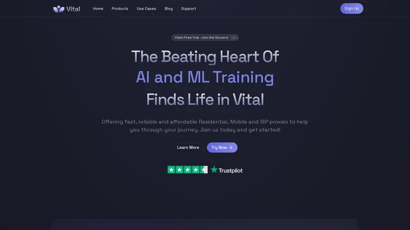 Vital Proxies homepage screenshot